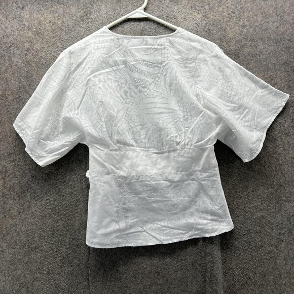 Lilly Pulitzer Blouse Womens Small White Kimono Wrap Tie Waist Top Lightweight - Picture 2 of 9